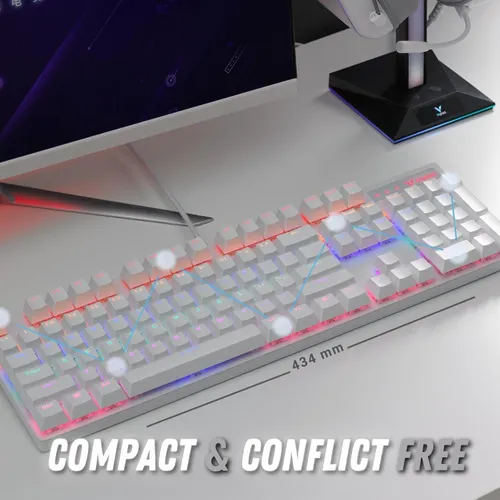 RAPOO V500PRO White Edition Full Size Mechanical USB-a Gaming Keyboard